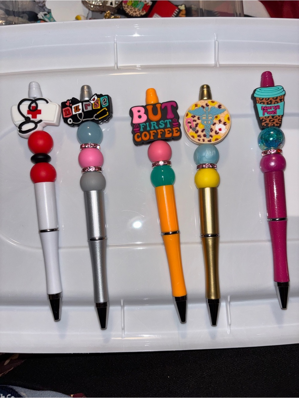 Set of Colorful Novelty Kid’s Pens with Coffee & Nurse Themes - Multicolor